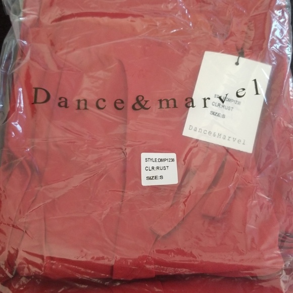 Rust Draped High Waisted Pants - Picture 2 of 2